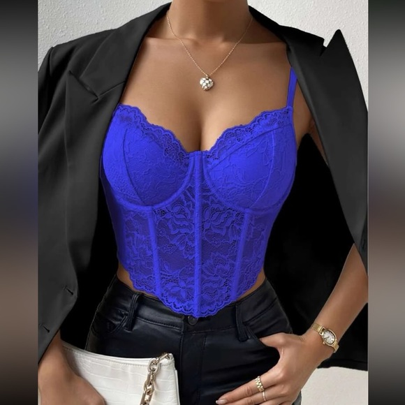 Luxe sexy floral lace bralette corset crop top - Picture 10 of 16
